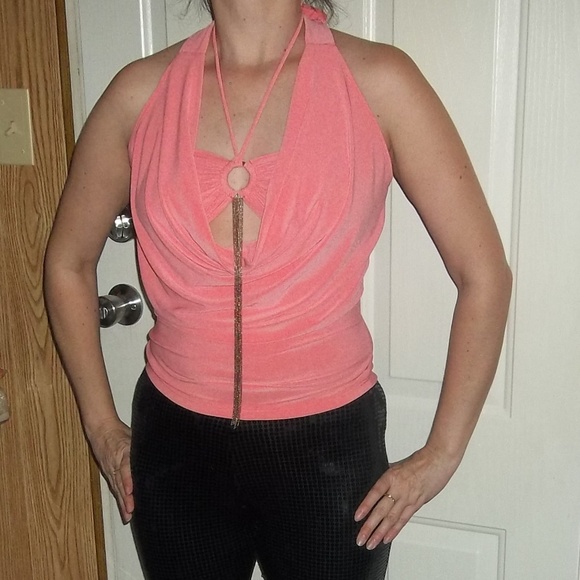 BN Sexy Peach Halter Top Drape Front - Picture 1 of 8